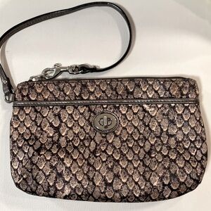 COACH Taylor Snake Print Medium Wristlet, GUC